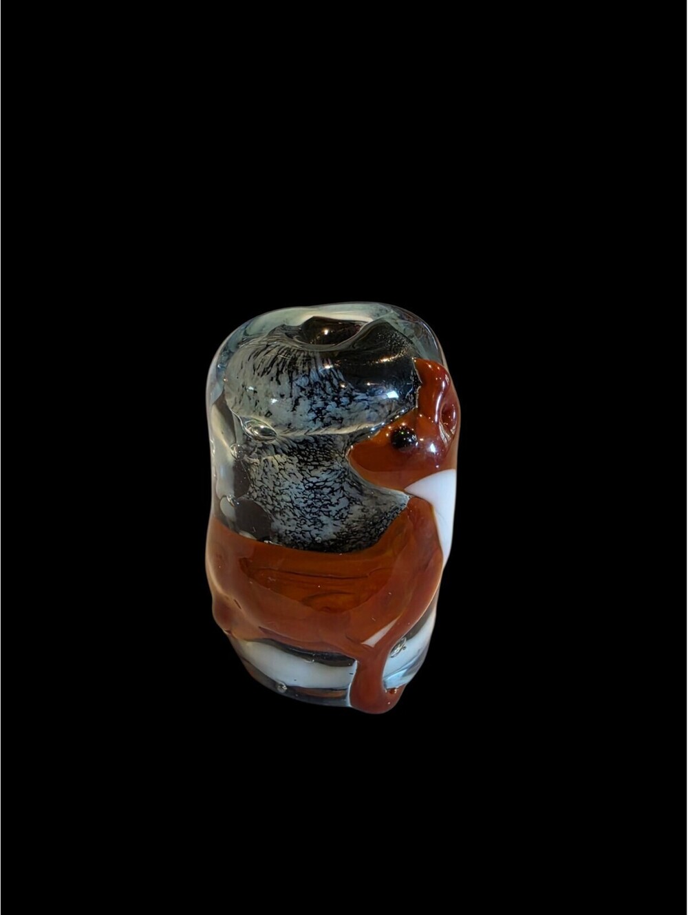 Artisan Lampwork Glass Focal Bead 3D Fox Woodland Scene 30mm Sculptural Barrel